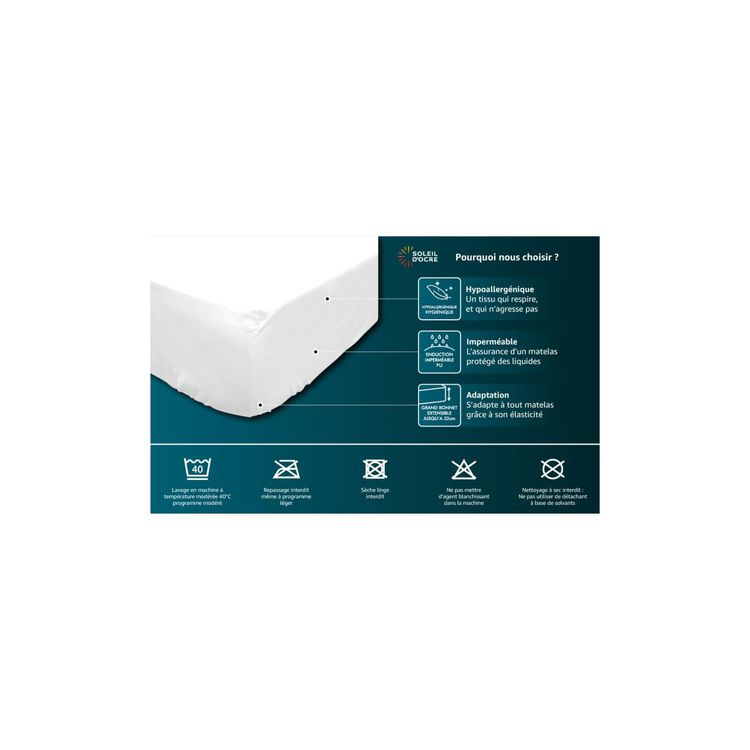 Bon marché ✨ Soleil D'ocre Protège Matelas Imperméable 160X200 Cm BOUCLETTE ???? 2 Bon marché ✨ Soleil D'ocre Protège Matelas Imperméable 160X200 Cm BOUCLETTE ???? – Image 2