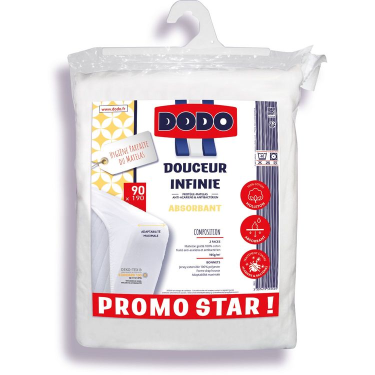 Sortie ❤️ DODO Protège-Matelas DODO Absorbant Anti-Acariens Et Antibactérien DOUCEUR INFINIE 195 G/m² PROMO STAR ! ???? 1 Sortie ❤️ DODO Protège-Matelas DODO Absorbant Anti-Acariens Et Antibactérien DOUCEUR INFINIE 195 G/m² PROMO STAR ! ????