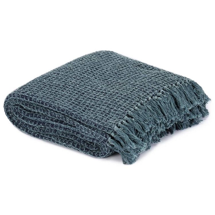 Sortie ???? VIDAXL Couverture En Coton 220 X 250 Cm Bleu Indigo ✔️ 2 Sortie ???? VIDAXL Couverture En Coton 220 X 250 Cm Bleu Indigo ✔️ – Image 2