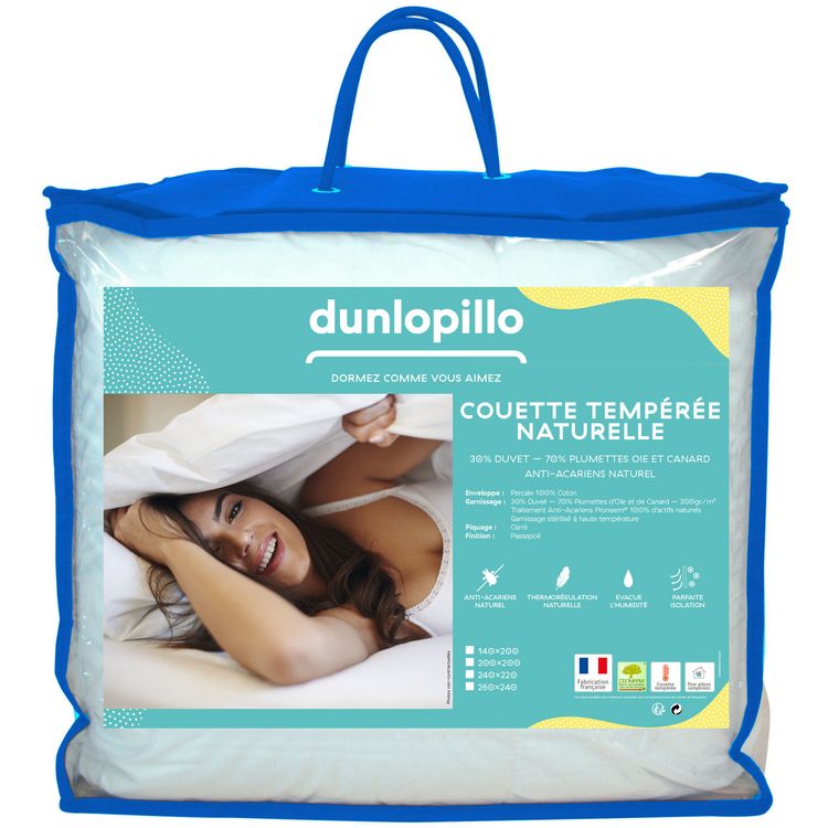 Meilleur prix ???? DUNLOPILLO Couette Tempérée En Percale De Coton Garnissage Naturel Traitée Anti-acariens PRONEEM 300 G/m² ???? 1 Meilleur prix ???? DUNLOPILLO Couette Tempérée En Percale De Coton Garnissage Naturel Traitée Anti-acariens PRONEEM 300 G/m² ????