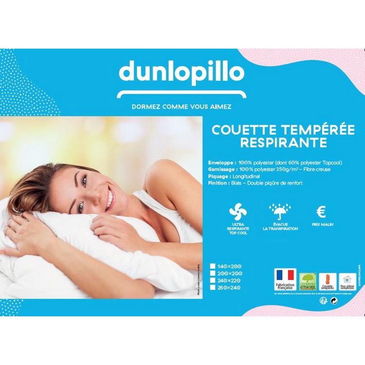 Offres ???? DUNLOPILLO Couette Synthétique En Polyester Respirant TOP COOL 350 G/m² ???? 2 Offres ???? DUNLOPILLO Couette Synthétique En Polyester Respirant TOP COOL 350 G/m² ???? – Image 2