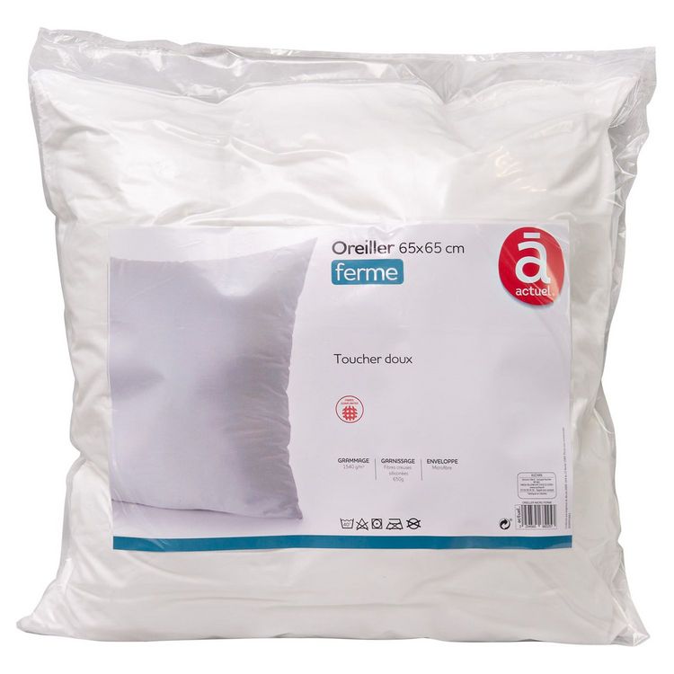 Nouveau ???? ACTUEL Oreiller Soutien Ferme Uni En Microfibre BASIC ???? 1 Nouveau ???? ACTUEL Oreiller Soutien Ferme Uni En Microfibre BASIC ????