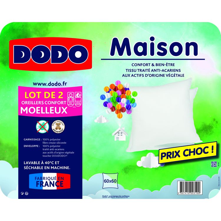 Meilleure affaire ???? DODO Lot De 2 Oreillers Moelleux En Polyester Anti-Acariens 500gm/2 MAISON ✨ 3 Meilleure affaire ???? DODO Lot De 2 Oreillers Moelleux En Polyester Anti-Acariens 500gm/2 MAISON ✨ – Image 3