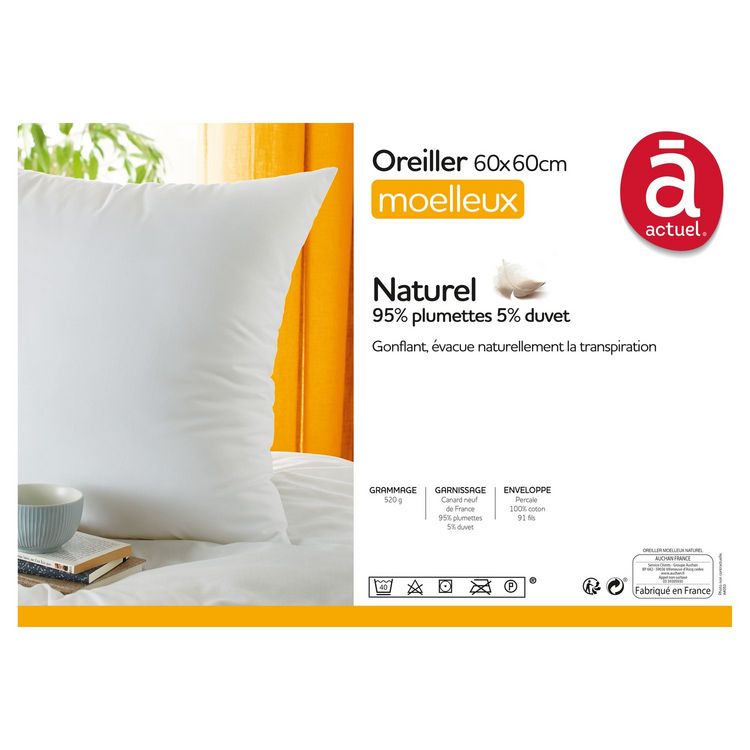 Acheter ???? ACTUEL Oreiller Moelleux Naturel En Percale De Coton CANARD NEUF DE France ⌛ 3 Acheter ???? ACTUEL Oreiller Moelleux Naturel En Percale De Coton CANARD NEUF DE France ⌛ – Image 3