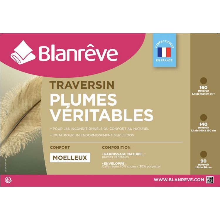Meilleure vente ???? BLANREVE Traversin Moelleux 100% Plumes Véritables NATUREL ???? 1 Meilleure vente ???? BLANREVE Traversin Moelleux 100% Plumes Véritables NATUREL ????