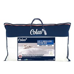 Offres ???? COLAS NORMAND Lot De 2 Oreillers Moelleux En Coton Bio ⌛