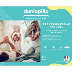 Vente flash ❤️ DUNLOPILLO Traversin Naturel En Plumettes Neuves Et Coton Sergé Traité Anti-acariens ????