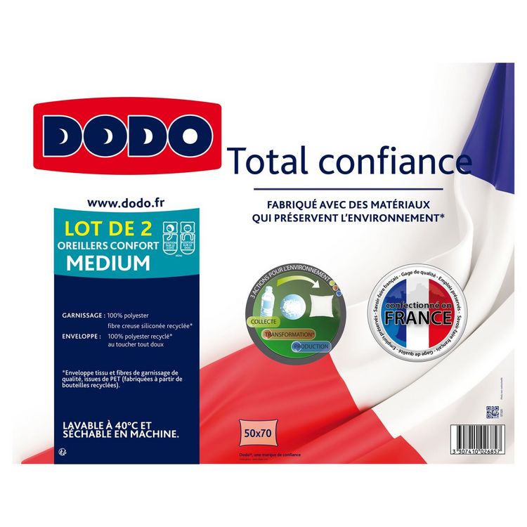 Offres ⌛ Lot De 2 Oreillers Confort Médium En Polyester Recyclé TOTAL CONFIANCE ???? 2 Offres ⌛ Lot De 2 Oreillers Confort Médium En Polyester Recyclé TOTAL CONFIANCE ???? – Image 2