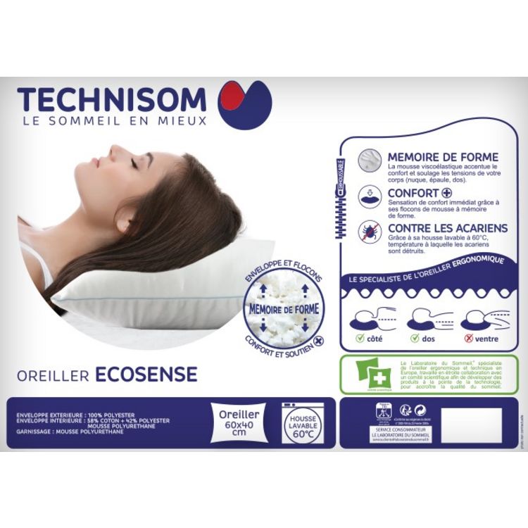 Acheter ???? Oreiller Moelleux à Mémoire De Forme ECOSENSE ???? 2 Acheter ???? Oreiller Moelleux à Mémoire De Forme ECOSENSE ???? – Image 2