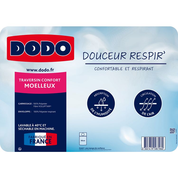 Budget ???? DODO Traversin Confort Moelleux En Polyester Absorption De L'humidité DOUCEUR RESPIR' ???? 2 Budget ???? DODO Traversin Confort Moelleux En Polyester Absorption De L'humidité DOUCEUR RESPIR' ???? – Image 2