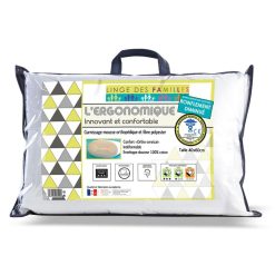 Sortie ???? LINGE DES FAMILLES Oreiller Ergo Cervical 40x60 - Dispositif Médical Classe 1 - Ronflement Diminué, Soulage Dos + Nuque ⭐