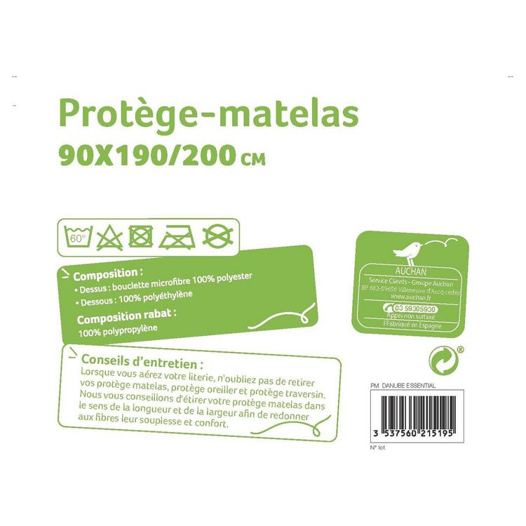 Meilleure affaire ???? Protège Matelas Bouclette Microfibre Imperméable DANUBE ???? 2 Meilleure affaire ???? Protège Matelas Bouclette Microfibre Imperméable DANUBE ???? – Image 2